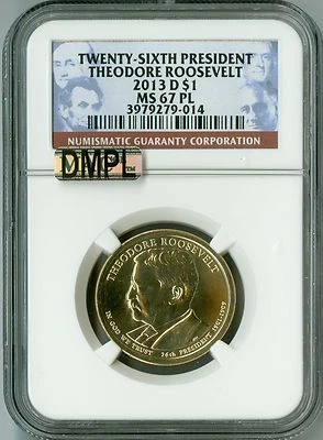 2013 D NGC MS67 PL MAC-DMPL $1 26TH PRESIDENT THEO ROOSEVELT DOLLAR, PROOFLIKE - Image 1 of 4