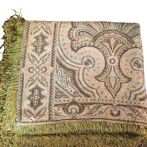 Antike gewebte Wandteppiche Überwurf Fransendecke Tischdecke Paisley Schal 57x64 Vintage - Bild 1 von 12