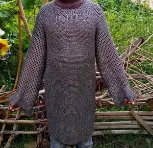 Chainmail Costume Hubergeon Shirt 9mm Flat Rings With Washer Medieval Item - Picture 1 of 3