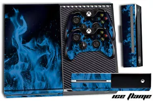 Designer Skin für Xbox One 1 Gaming Konsole + 2 Controller Aufkleber Eis Flamme - Bild 1 von 1