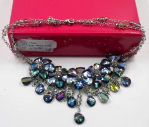 IMPRESIONANTE COLLAR FLORES CRISTAL BUTER & WILSON AZUL VERDE AUTORA BOREALIS BXD - Imagen 1 de 4