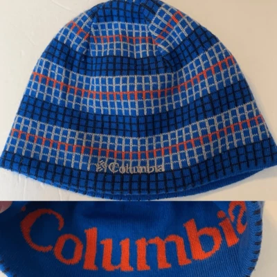 Columbia Niños Jóvenes Niños Urbanización Mezcla Gorro Reversible Sombrero Rayas Azules Foto 1 de 4