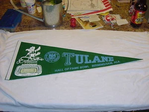 VINTAGE 1960's Tulane Green Wave HOF Game Green Full Size Pennant, MINT!! - Picture 1 of 1