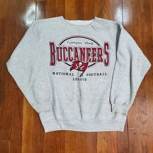 VTG Tampa Bay Buccaneers Sweatshirt Mens Sz M NFL Gray Pullover Stained Distress - Picture 1 of 16