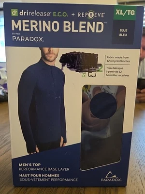 Paradox Men's Merino Blend Drirelease Performance Base Layer Shirt/Top - Navy XL - Image 1 of 4