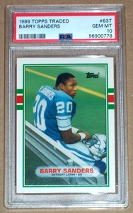 1989 Barry Sanders rookie #83T Topps Traded PSA 10 Detroit Lions - Picture 1 of 3