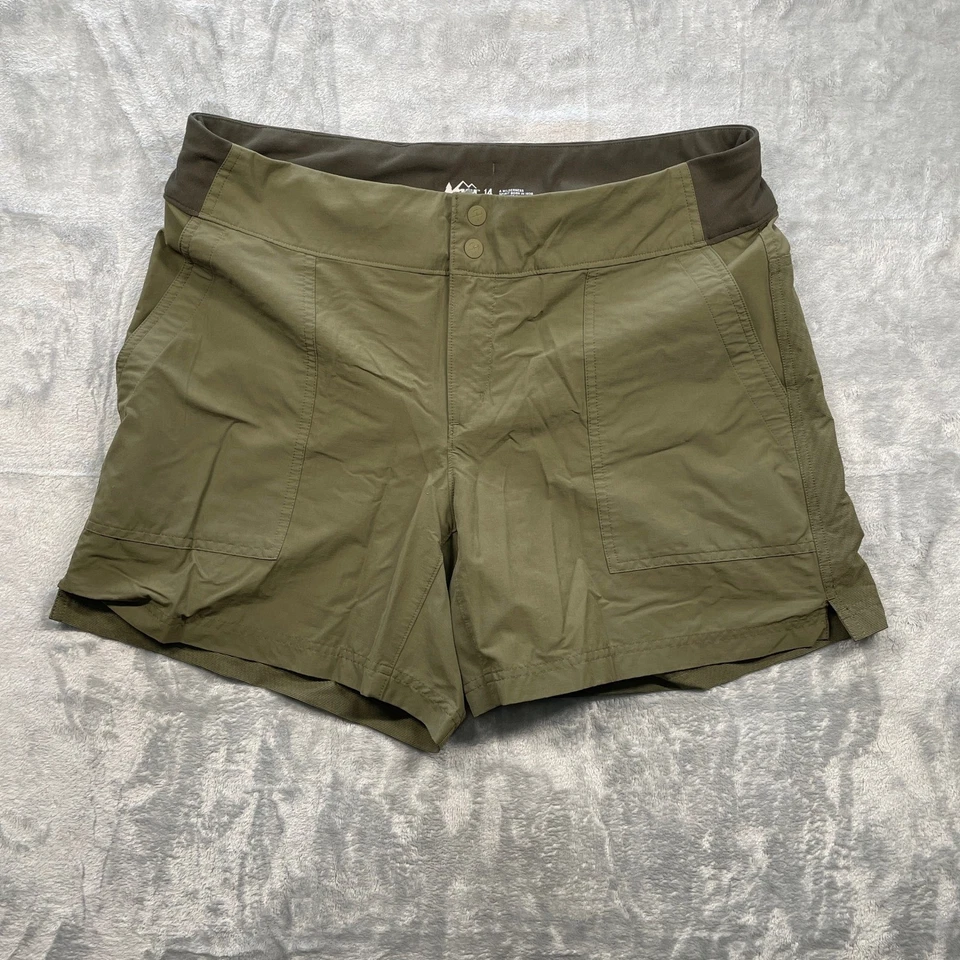 REI Co Op Womens Olive Green Hiking Outdoor Shorts Utility Pockets  Size 14 - Image 1 of 4