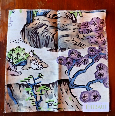 NEW Thibaut Asian Scenic DYNESTY 12" SQ  Color Robin Egg Blue Sample - Image 1 of 3