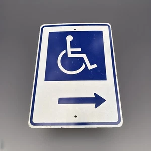 🇺🇸VTG OEM aluminum Handicap Parking Street Sign Blue White 24”x18 Peachtree - Picture 1 of 2
