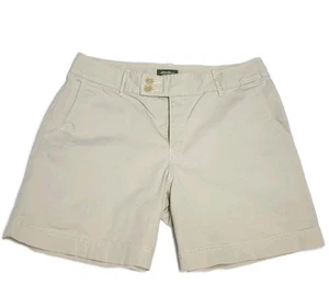 Eddie Bauer Mercer Fit Shorts Women 10 Chino Flat Front Belt Look Midrise Beige - Picture 1 of 10