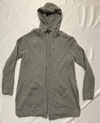 Vtg Saks Fifth Avenue 100% Cashmere Hooded Open Cardigan Sweater XL Gray - Image 1 of 4
