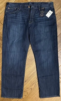 Calça jeans LUCKY BRAND 361 vintage reta nova com etiquetas 40 x 32 zíper mosca lavagem escura masculina nova - Imagem 1 de 4