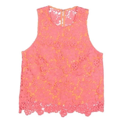 WHISTLES Mujer Rosa y Naranja Floral Encaje Sin Mangas Cuello Redondo Top Reino Unido 8 Foto 1 de 4