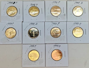 1999 P & D 24 karat gold Overlay State Quarter (10 coins) - Picture 1 of 2