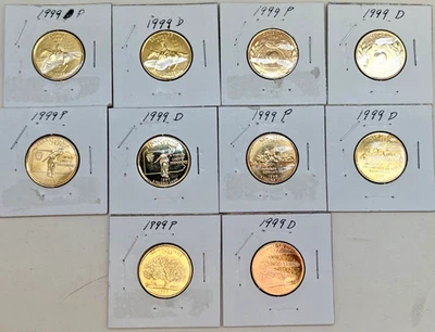 1999 P & D 24 karat gold Overlay State Quarter (10 coins) - Image 1 of 2