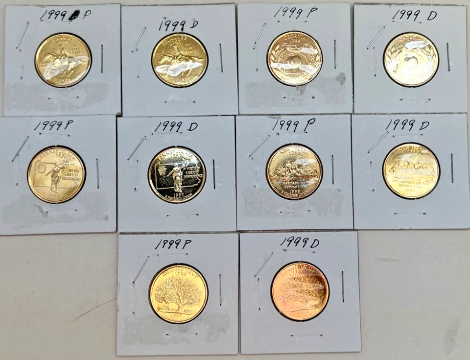 1999 P & D 24 karat gold Overlay State Quarter (10 coins) - Image 1 of 2