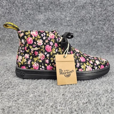 Dr Martens ETTY Womens SIze 7 Floral Black Canvas Ankle Boots - Image 1 of 4