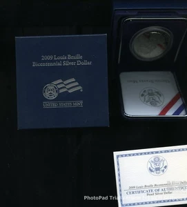 2009 Louis Braille PROOF Bicentennial Silver Dollar P - Picture 1 of 3