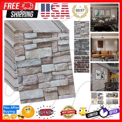 20PCS Peel and Stick 3D Faux Brick Panels - Elegant Wall Transformation - Image 1 of 4