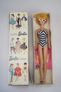 Vintage 1958 BARBIE DOLL Pat. Pend Blonde Japan No.850 Bubble Cut Swimsuit Box - Picture 1 of 20