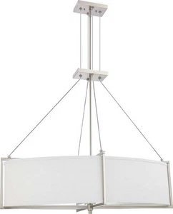 Brushed Nickel Energy Star Oval Chandelier/Pendant With Slate Gray Fabric Shade - Picture 1 of 1