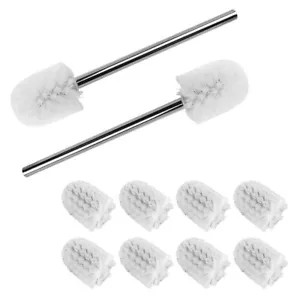 Toilettenbürste 10x WC-Bürste Ersatz Klobürste Bürstenkopf + 2x Griff Edelstahl - Bild 1 von 10