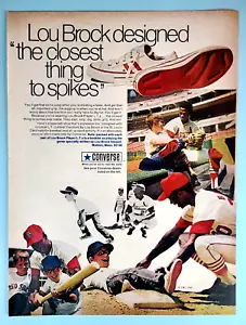 1971 Converse Shoes Vintage 1970's Magazine Print Ad with Lou Brock Cardinals - Picture 1 of 3