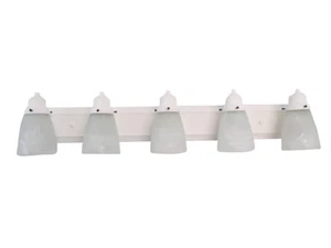 5 Light Textured White And Straight Alabaster Glass Vanity Bath Wall - Picture 1 of 1