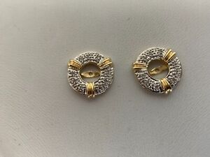 14K Tu-Tone Gold Earrings Enhancers with Diamond Accents