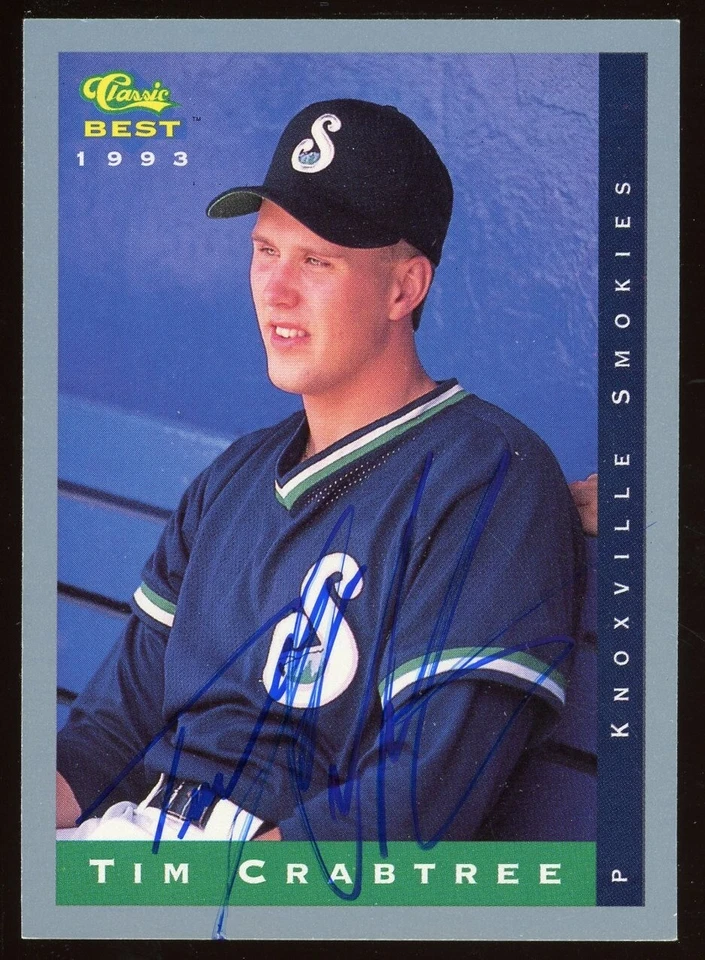 1993 Knoxville Smokies TIM CRABTREE Signed Card autograph AUTO RANGERS - Image 1 of 1