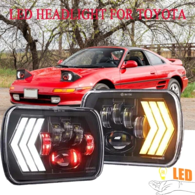 7x6/5x7 LED Skull LED Headlight DRL For Toyota Celica 1982-1993 MR2 1985-1995 2x - Image 1 of 4