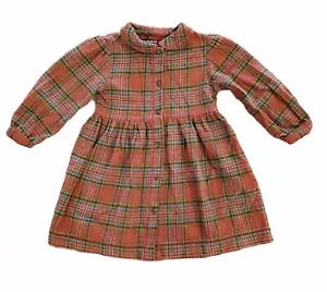 VTG Rare Polo Jean Co Ralph Lauren girl multicolor Plaid Flannel ShirtDress 3T. - Picture 1 of 10