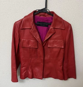 Dolce & Gabbana riders jacket Leather Jacke Size M Red Used Length 55 cm Japan - Picture 1 of 10