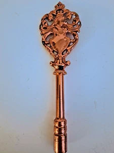 Vintage dekorativer massiver Messing Roségold Kamin Schlüssel 7,5" - Bild 1 von 4