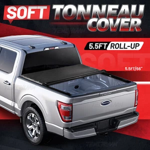 5.5FT 66'' Soft Roll Up Tonneau Cover For 2009-2023 Ford F-150 Truck Bed PVC - Picture 1 of 9