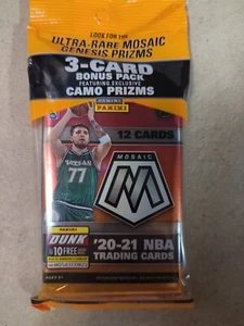 2020-21 Panini Mosaic Basketball Cello Pack 12 Cards + 3 Camo Prizms NEW - Picture 1 of 2