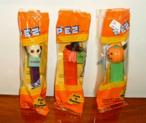 Halloween Pez Dispensers Lot in Original Bags (1990s) Dr. Skull, Witch, Pumpkin - Picture 1 of 4