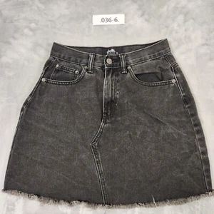DOTTI SKIRT SIZE 8 RAW HEM BLACK DENIM DISTRESSED SHORT MINI 100% COTTON - Picture 1 of 10