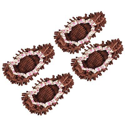 4Pcs Washable Cleaning Shoes Cover Duster Chenille Mop Slippers Brown • 11.88£