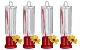 Hanging Hummingbird Feeders Mount Angled Flower Design Plastic Red 2.3 Oz 4 Pack - Picture 1 of 8