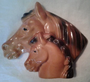 Vintage Miller Studios Mare & Foal Chalkware Wall Hanger - Picture 1 of 7