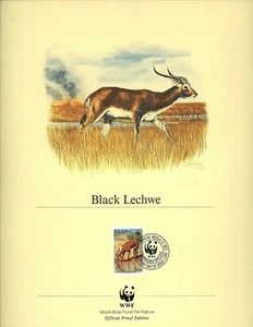 Postal History WWF FDC PANELS Zambia #427-430 Black Lechwe Antelope 1987 Set 4 - Picture 1 of 10