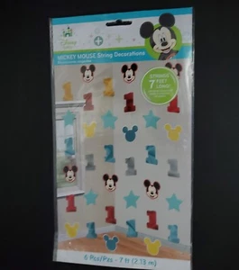 Mickey Mouse 1st Birthday Party String Decorations 6 Pcs Disney 7 Ft Long Foil - Picture 1 of 5