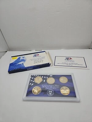 2007 S Proof State Quarter Set Original Box & COA 5 Coins CN-Clad SR3-9 - Image 1 of 3