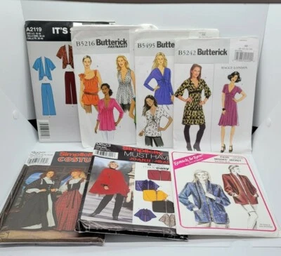 7pc Lot Sewing Patterns Womens Clothing, Costume, Jackets, Larger Sizes Uncut - Image 1 of 4