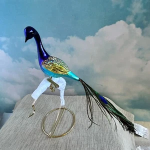 Alte Welt Weihnachtsschmuck Pracht Pfau Glas Clip - Bild 1 von 4