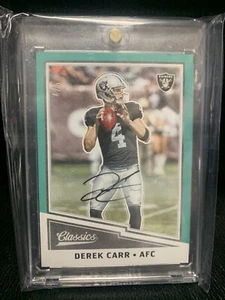 2017 Classics Autograph Derek Carr Raiders Auto 4/5 Jersey Number - Picture 1 of 2