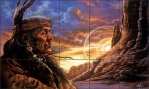 Native Tile Backsplash Bruce Eagle Southwest Art Ceramic Mural BEA018 - Picture 1 of 2