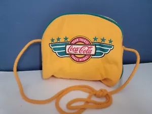 Vintage Coca Cola Your Thirst Takes Wings Pocketbook Purse Bag USA Made Yellow - Picture 1 of 11