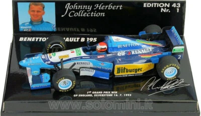 1995 Benetton B195 #2 Johnny Herbert 1st GP Win England GP [1:43 MINICHAMPS 512 - Immagine 1 di 2